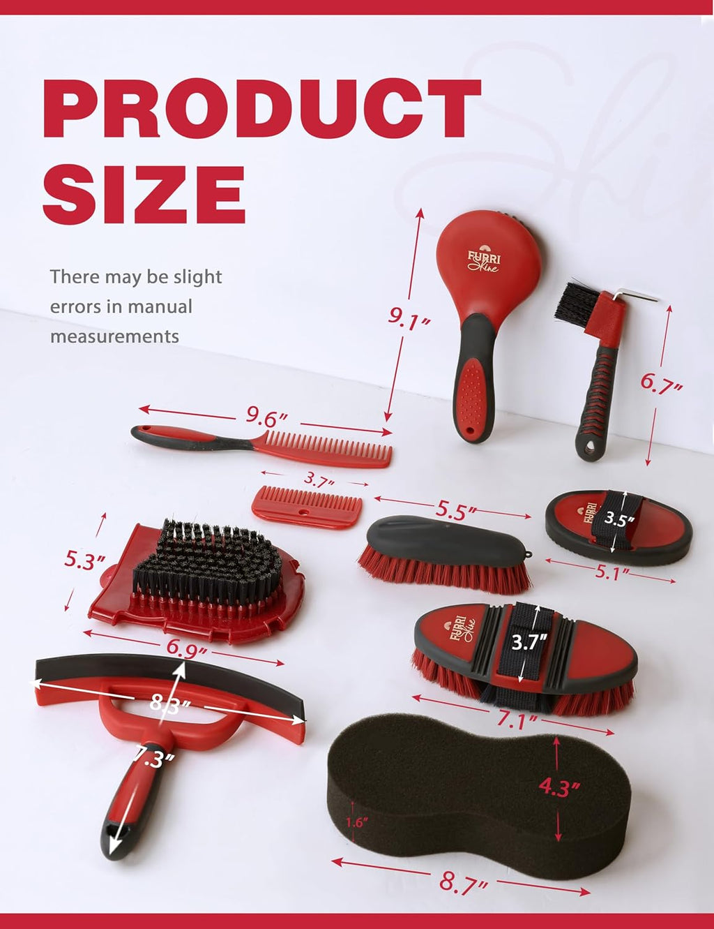 11-Piece Professional Horse Grooming Kit with Waterproof Tote Bag, Non-Slip Silicone Grip Brush Set, Curry Comb, Hoof Pick & Mane Comb Shadowberry - Image 9