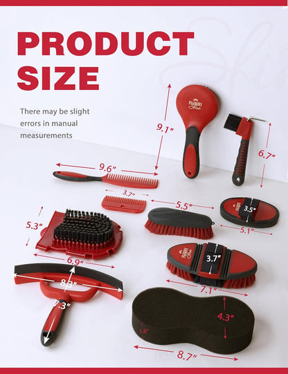 11-Piece Professional Horse Grooming Kit with Waterproof Tote Bag, Non-Slip Silicone Grip Brush Set, Curry Comb, Hoof Pick & Mane Comb Shadowberry - Image 9