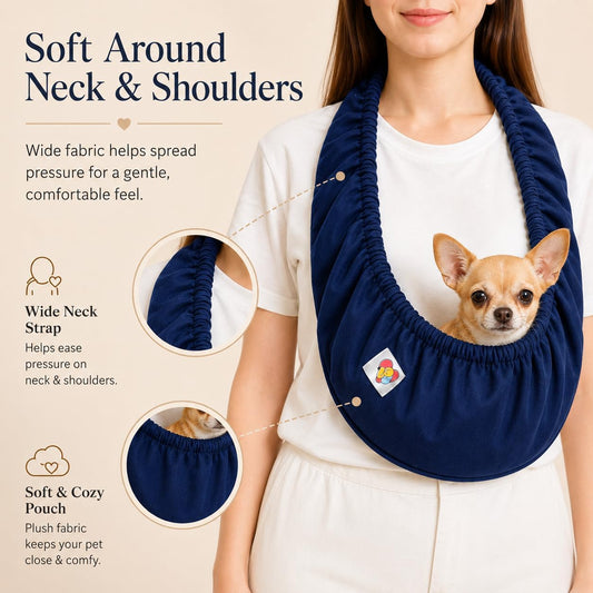 Hands-free dog sling carrier with adjustable strap
