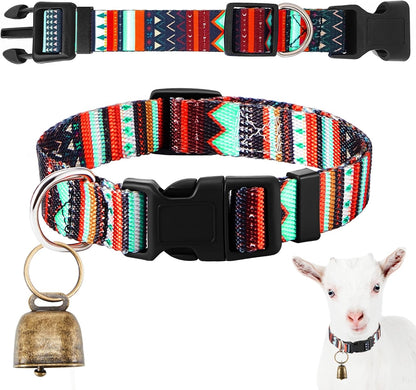 Goat Collar with Bell, Sheep Grazing Copper Bells and Adjustable Nylon Collar Set Loud Bronze Bell for Summer Small Farm Animal Sheep Cow Dog Accessories Gift(Blue Stripes) - Image 13