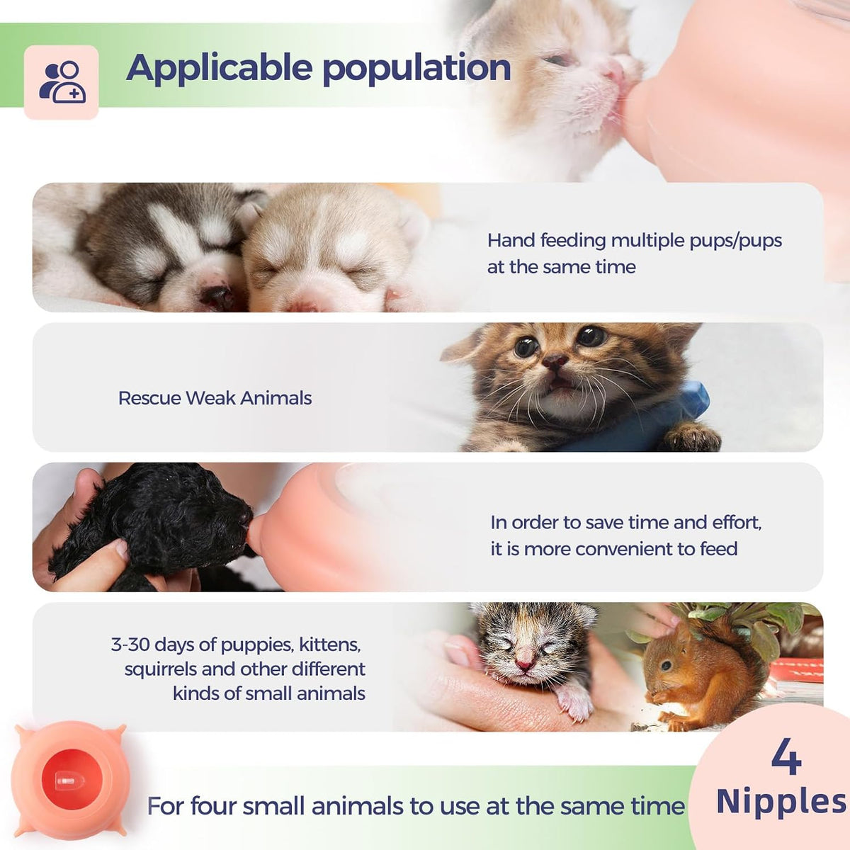 Elevonix multi pet feeder being used to nurse multiple newborn kittens simultaneously