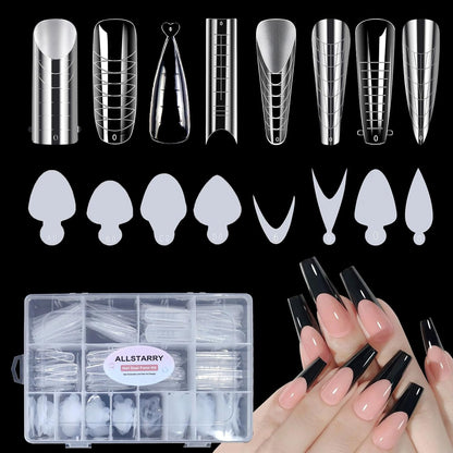 Allstarry 384pcs Nail Dual Forms kit with silicone French stickers front view