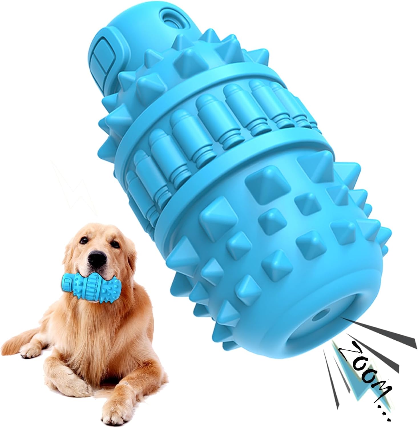 PIFFZEDO Dog Toys for Aggressive Chewers,Interactive Natural Rubber Chew & Squeaky Toy for Large Medium Breed,Dog Toothbrush,Tough & Durable (Green,Large) - Image 11