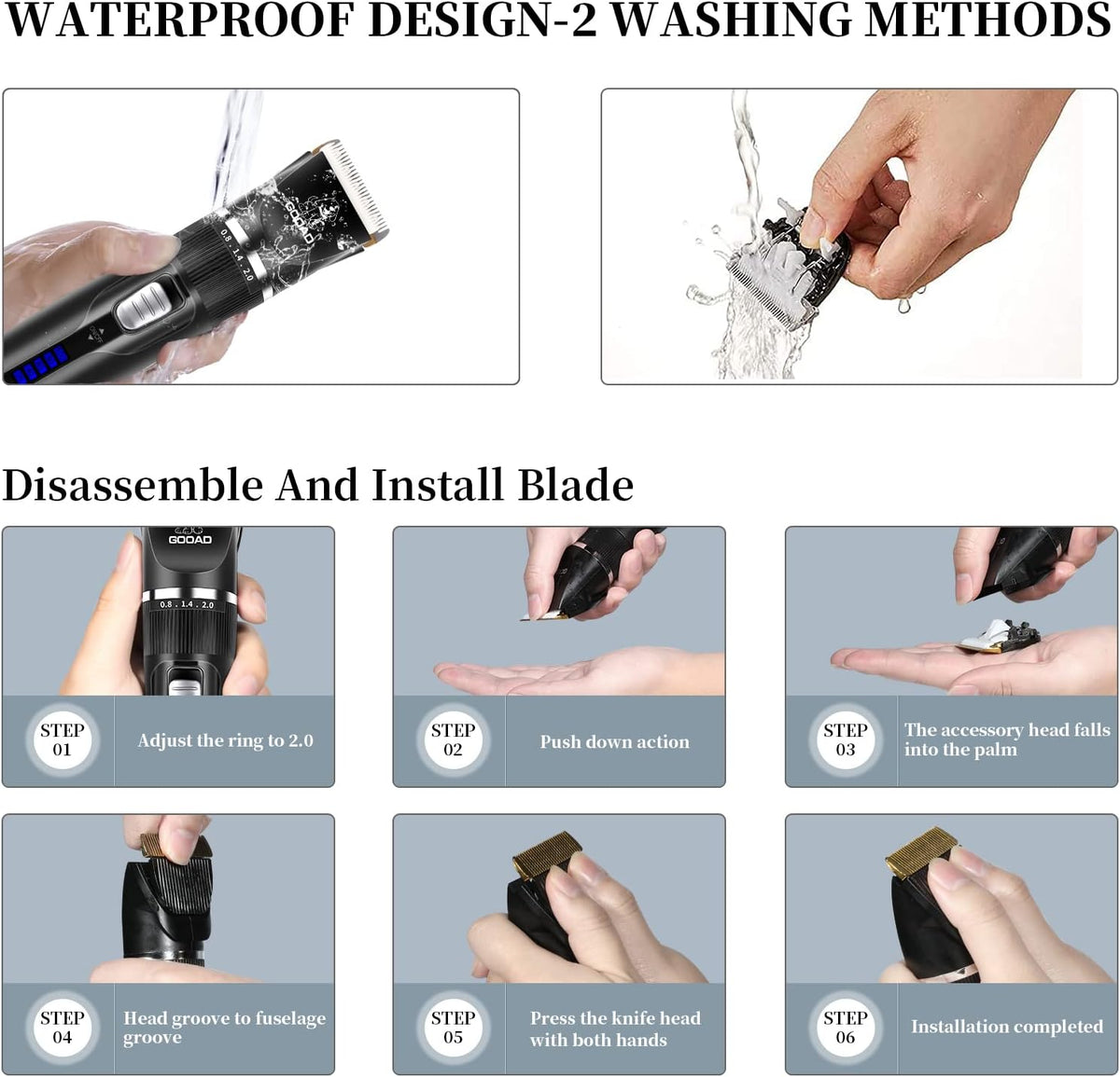 Cakapet black dog clippers kit illustrating the complete thirteen piece set contents