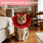 Two pieces of PETAXCELL soft felt Elizabethan collars laid out in yellow and pink colors.