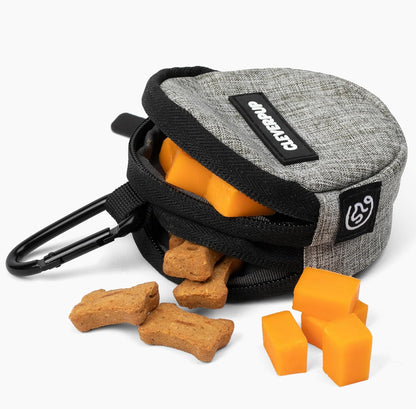 Cleverpup Snackpack Double Insulated Dog Treat Pouch - 1.5 Cup Capacity, 2 BPA-Free Waterproof Zipper Pockets, Carabiner for Belt/Leash - Compact Training & Travel Bag - Graphite - Image 12