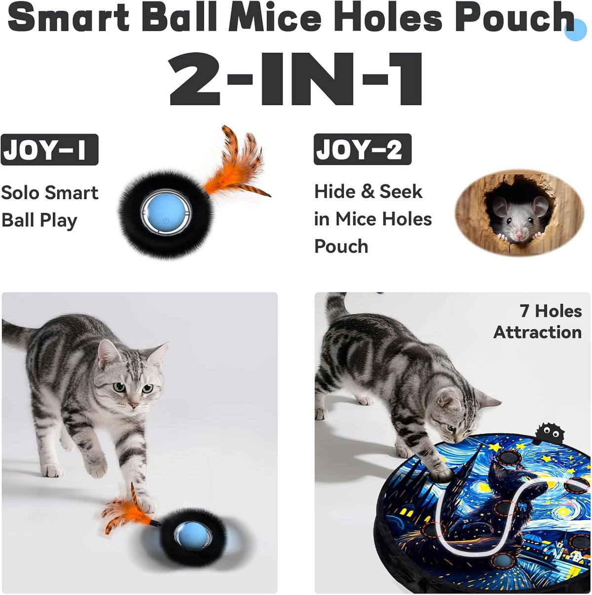 KiwiLove motion activated cat ball inside crinkle mat