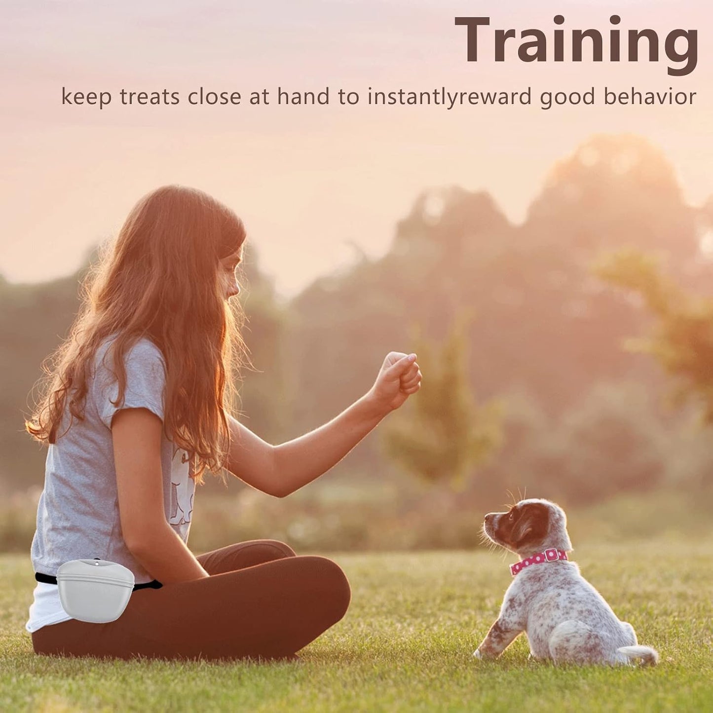 Side profile of the premium dog treat training pouch demonstrating flexible silicone depth