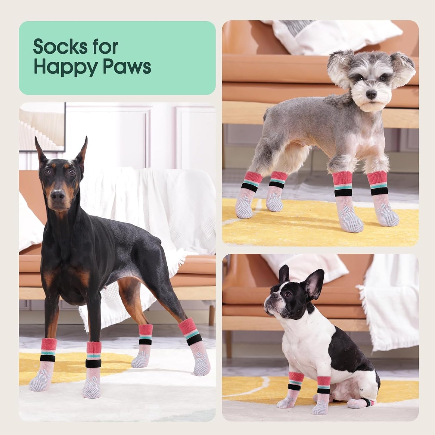 Kuoser 4-pack dog socks for paw protection