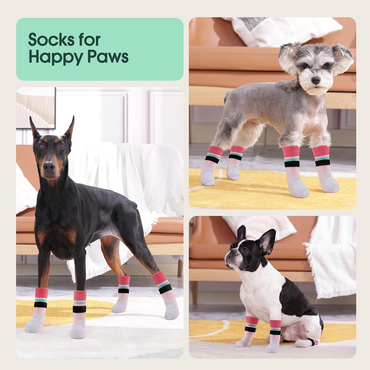 Kuoser 4-pack dog socks for paw protection