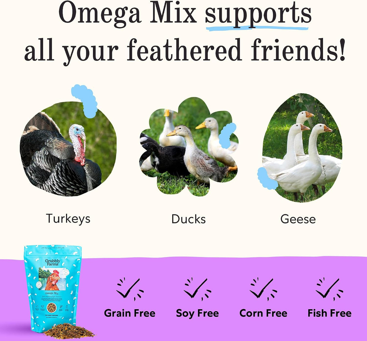 Packaging details highlighting omega fatty acids and golden yolk benefits