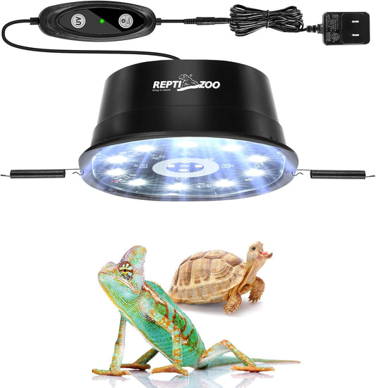 REPTI ZOO UVB reptile light with dimming front view for terrarium setups.