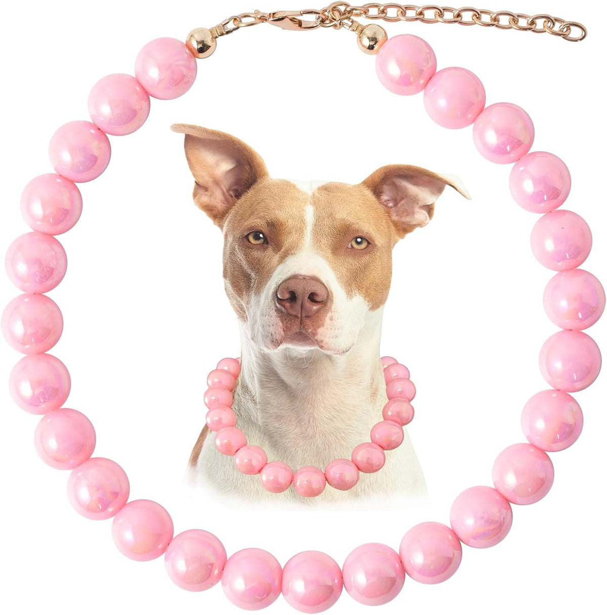 Pearl Collar Beaded Dog Collar Necklace Coloful Beads Adjustable Rhinestone Jewelry Pet Pearl Collar for Small, Medium/Large Dogs18"+3",Coloful Pearl - Image 10