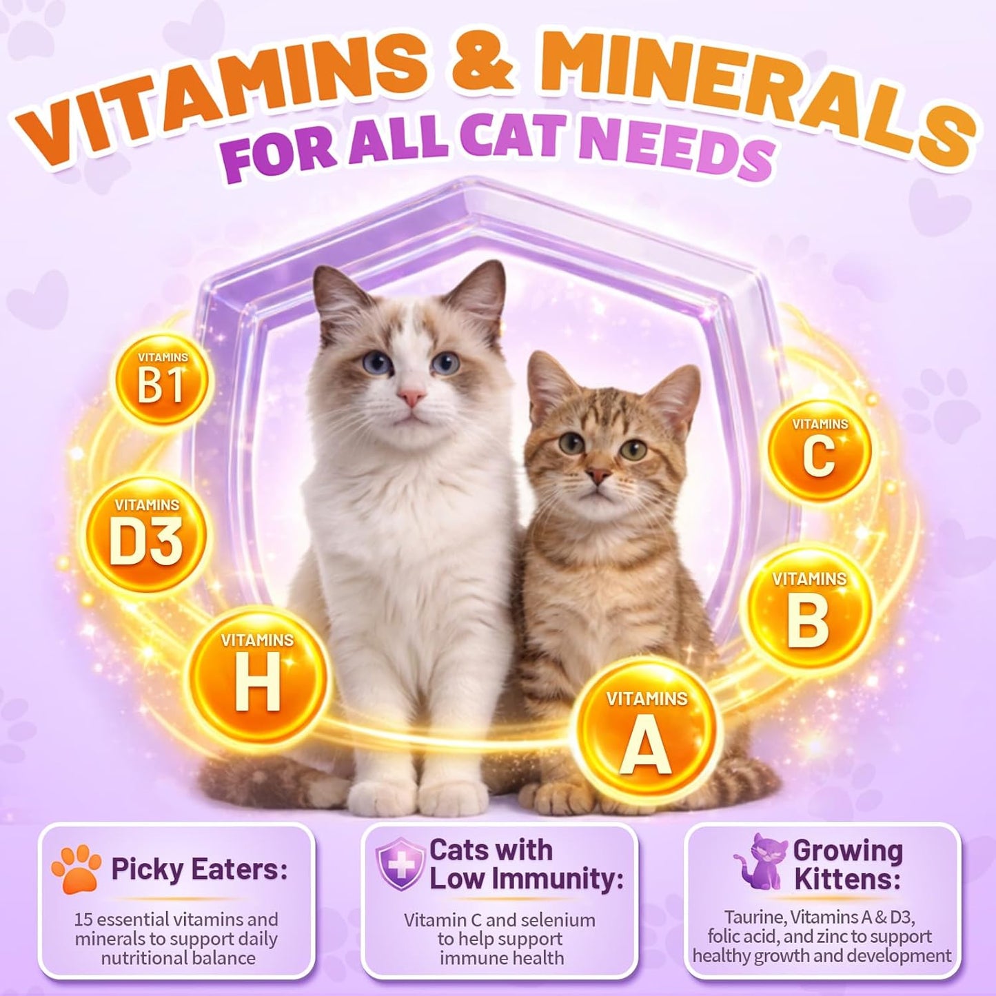 Premium imported cat vitamin chews jar showcasing the ninety day supply indicator