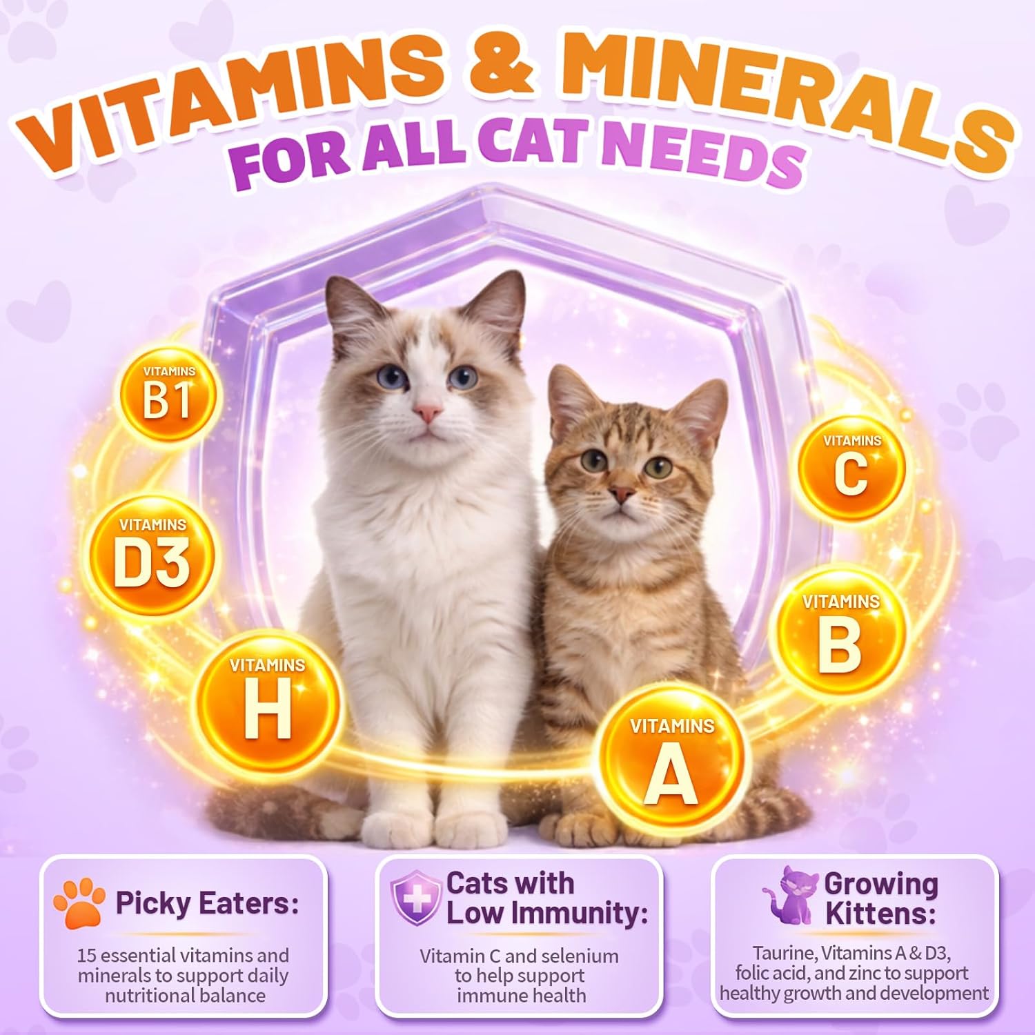 Premium imported cat vitamin chews jar showcasing the ninety day supply indicator