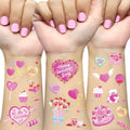 Ovasorve Valentine's Day temporary tattoos featuring hot pink foil designs.