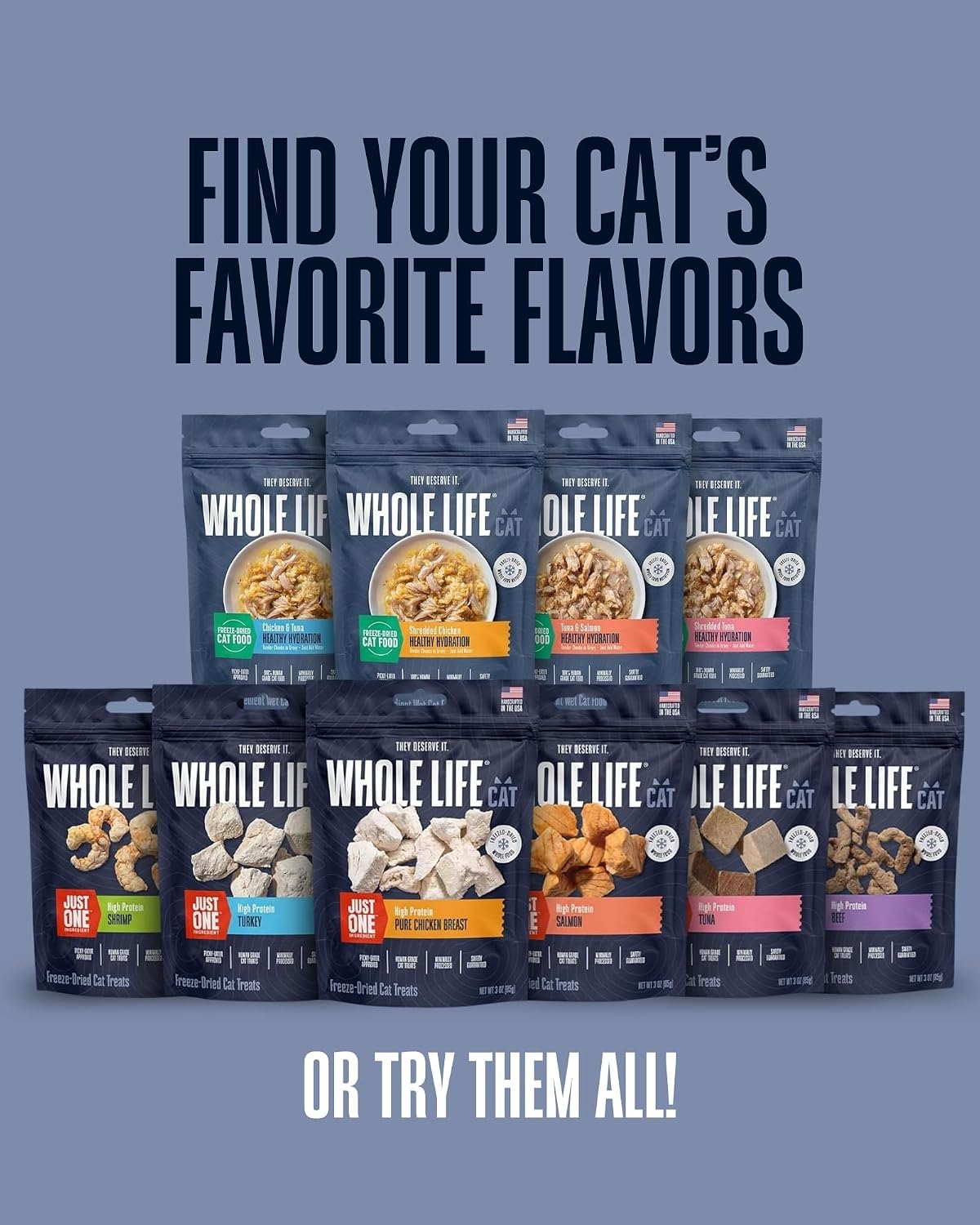 USA imported authentic Whole Life cat snacks premium packaging display
