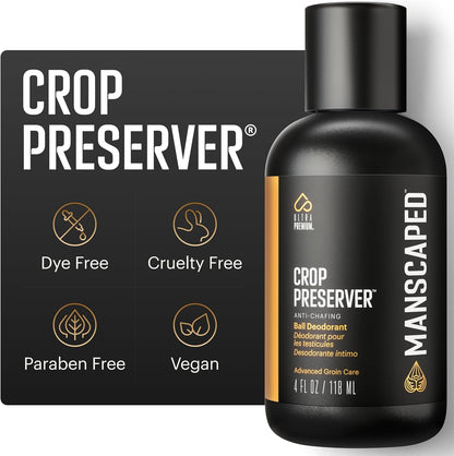 MANSCAPED Crop Preserver ball deodorant front view packaging for male groin care