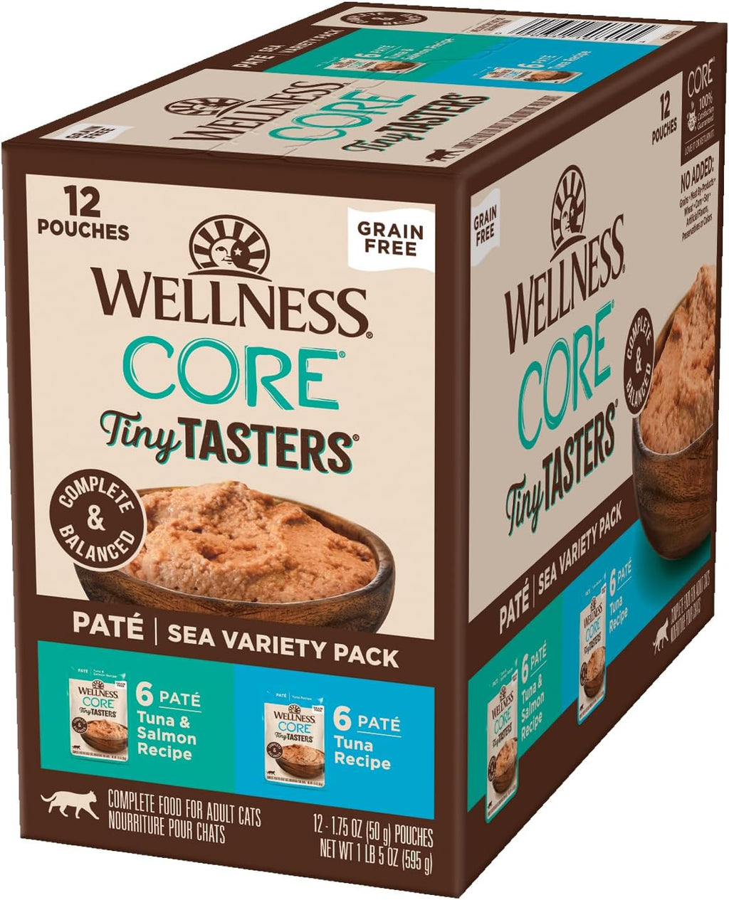 Wellness CORE Tiny Tasters Pate Variety Pack Adult Wet Cat Food, Natural, Protein Rich, Grain Free, Land Recipes, 1.75 oz, Pack of 12 Pouches - Image 11