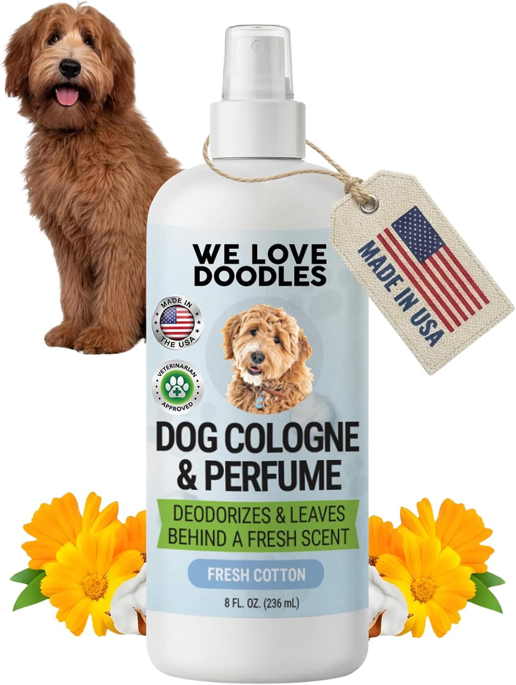 Natural lavender dog fragrance spray in 8 ounce size