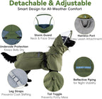Rynvale Studio breathable dog jacket showing leash port opening