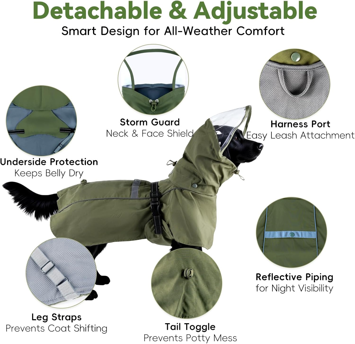 Rynvale Studio breathable dog jacket showing leash port opening