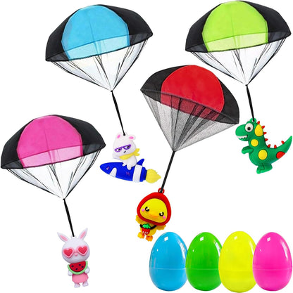 H-Style prefilled easter eggs front view showing four vibrant colors packed with character flying toys.