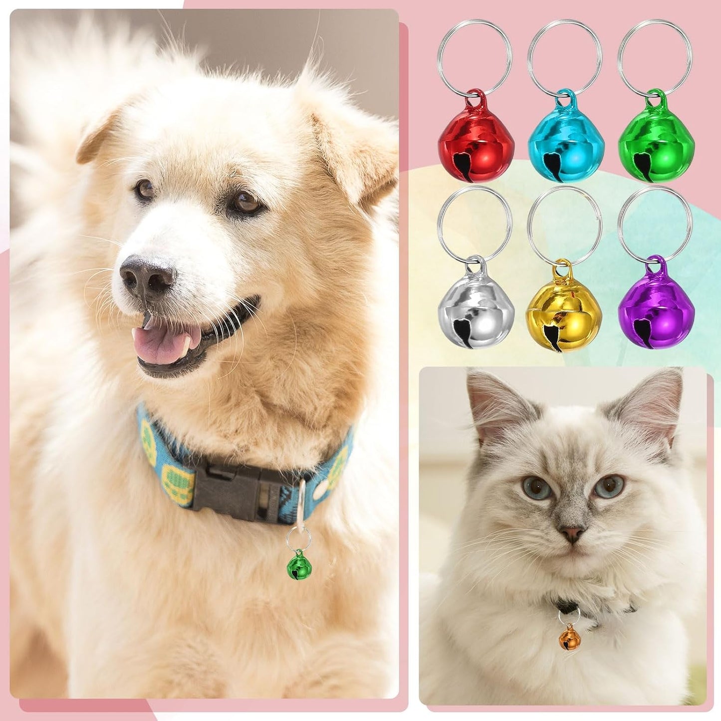PATIKIL small dog collar jingle bells laid out in a bulk pack of twelve pieces