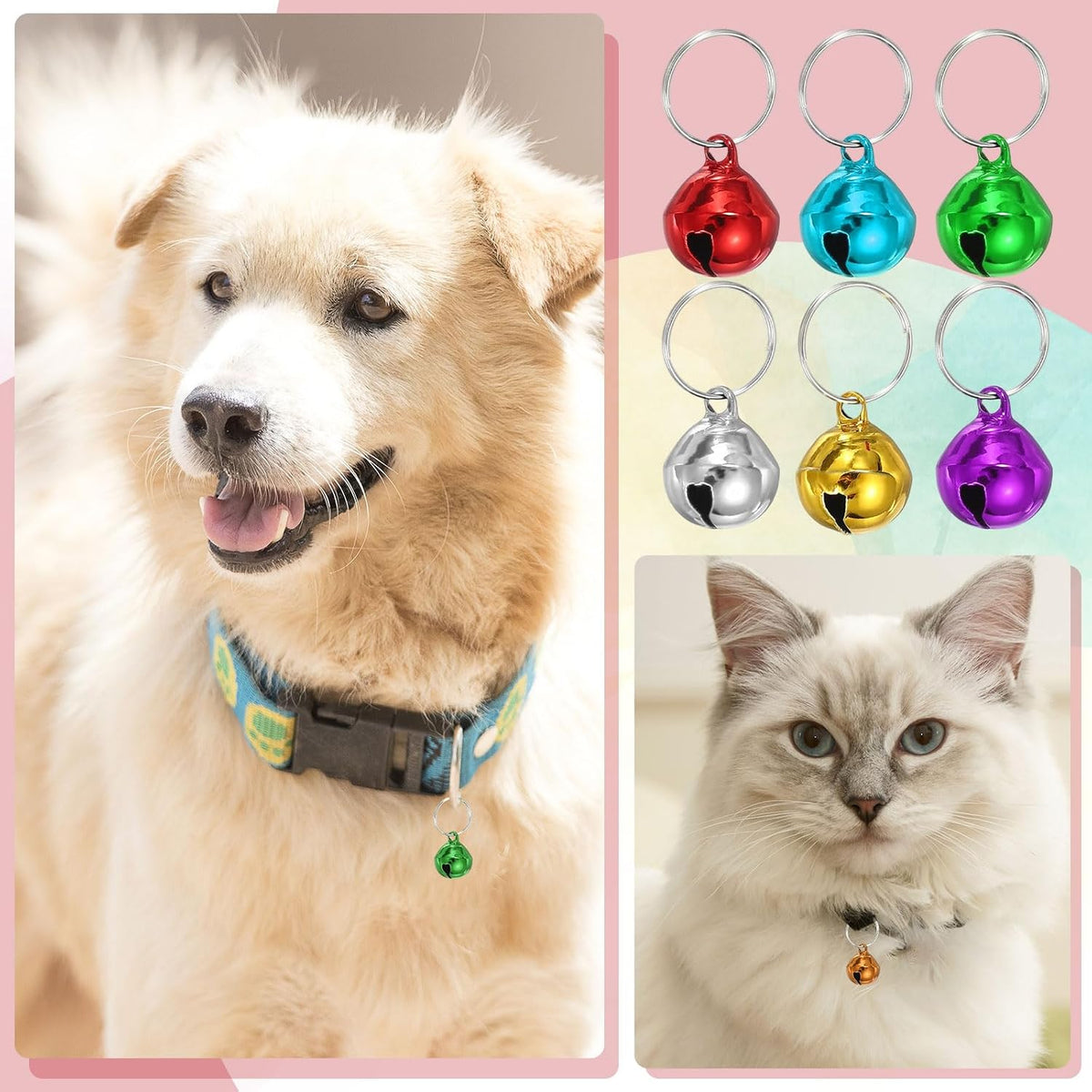 PATIKIL small dog collar jingle bells laid out in a bulk pack of twelve pieces