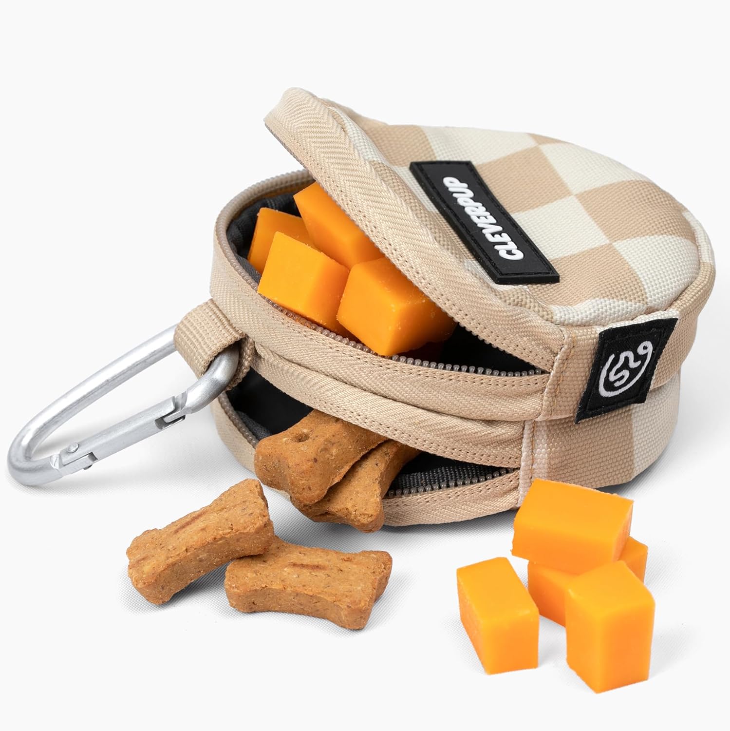 Cleverpup Snackpack Double Insulated Dog Treat Pouch - 1.5 Cup Capacity, 2 BPA-Free Waterproof Zipper Pockets, Carabiner for Belt/Leash - Compact Training & Travel Bag - Graphite - Image 10