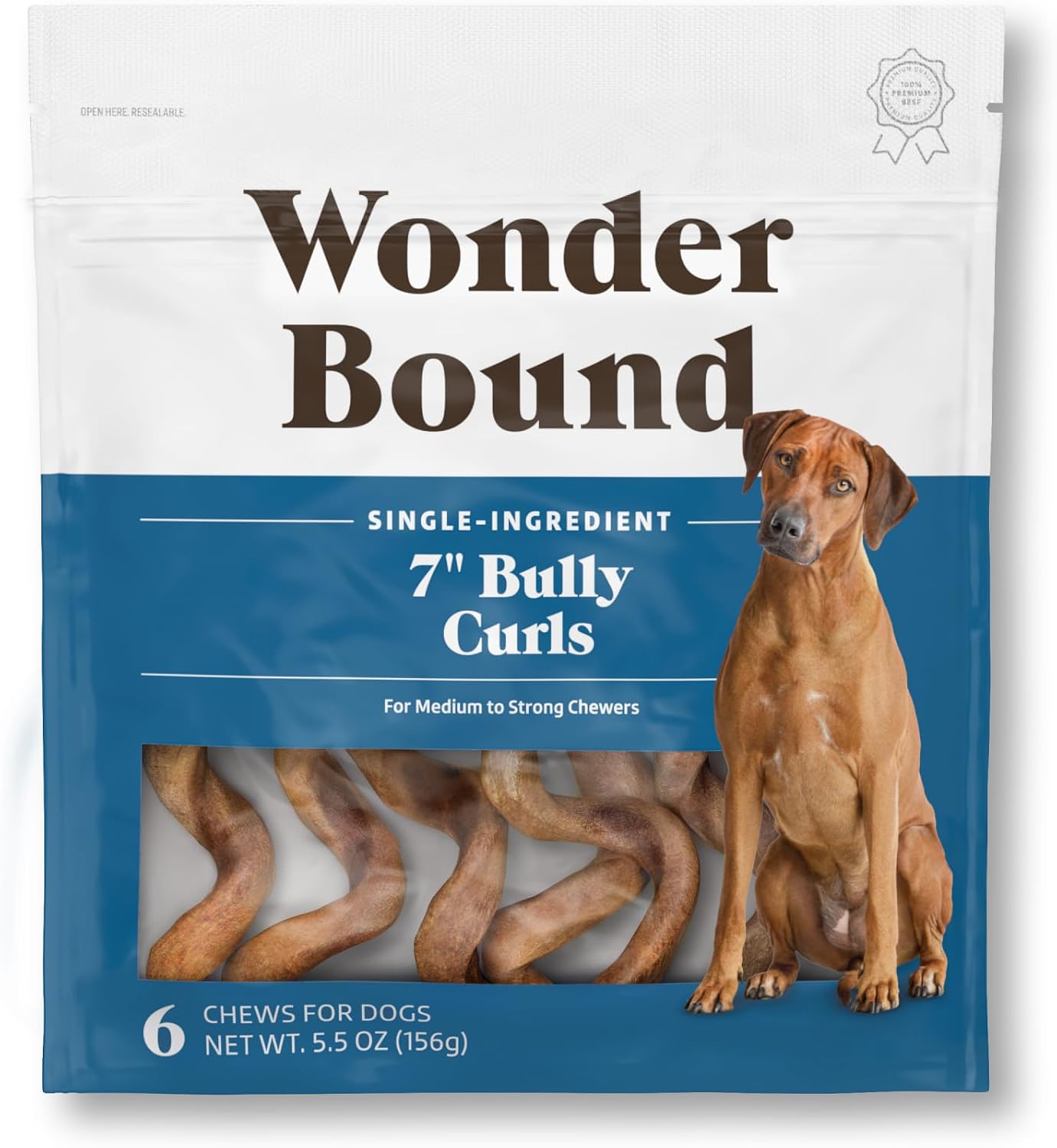 Amazon Brand - Wonder Bound Bully Sticks, All-Natural, Highly Digestible, Long Lasting Dog Beef Treats, 6 inch, (6 Count) - Image 10