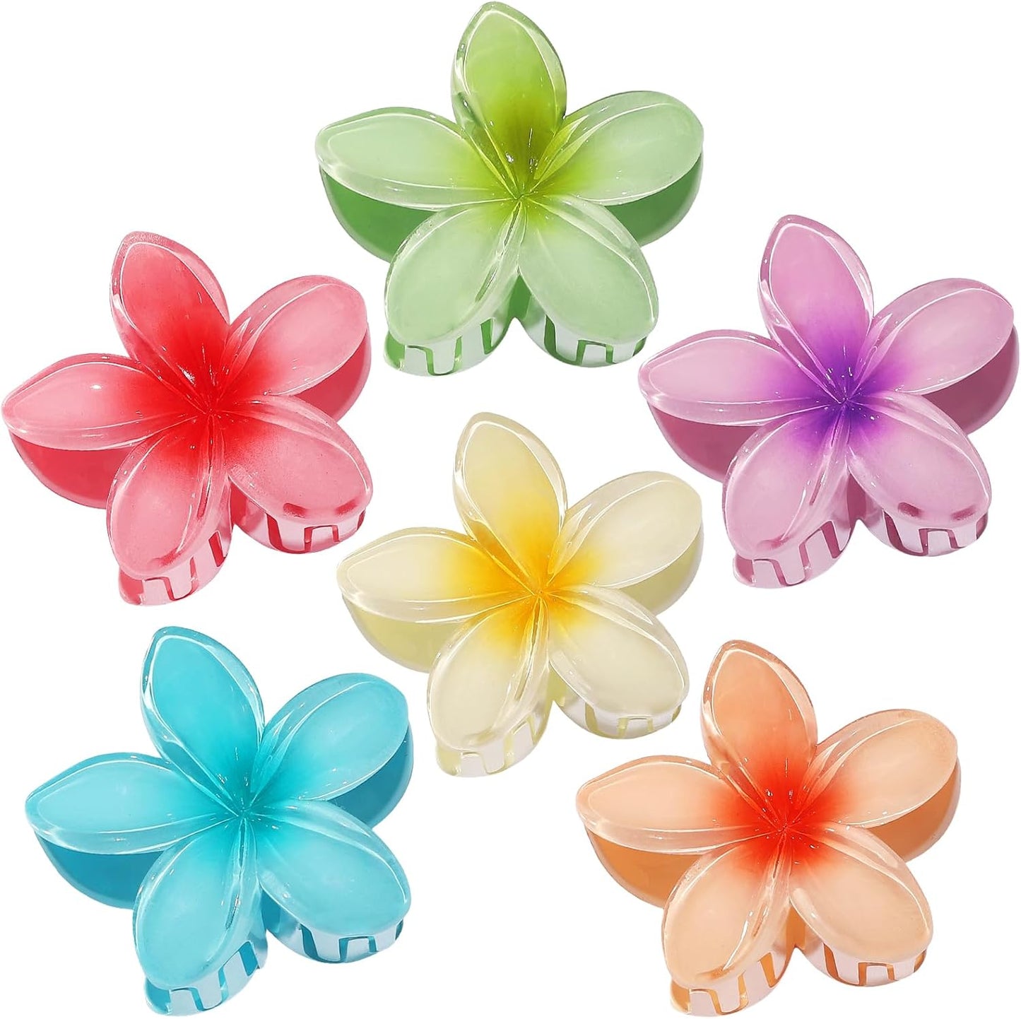 CHANDAT Hawaiian flower hair claw clips front view six pieces pack for women