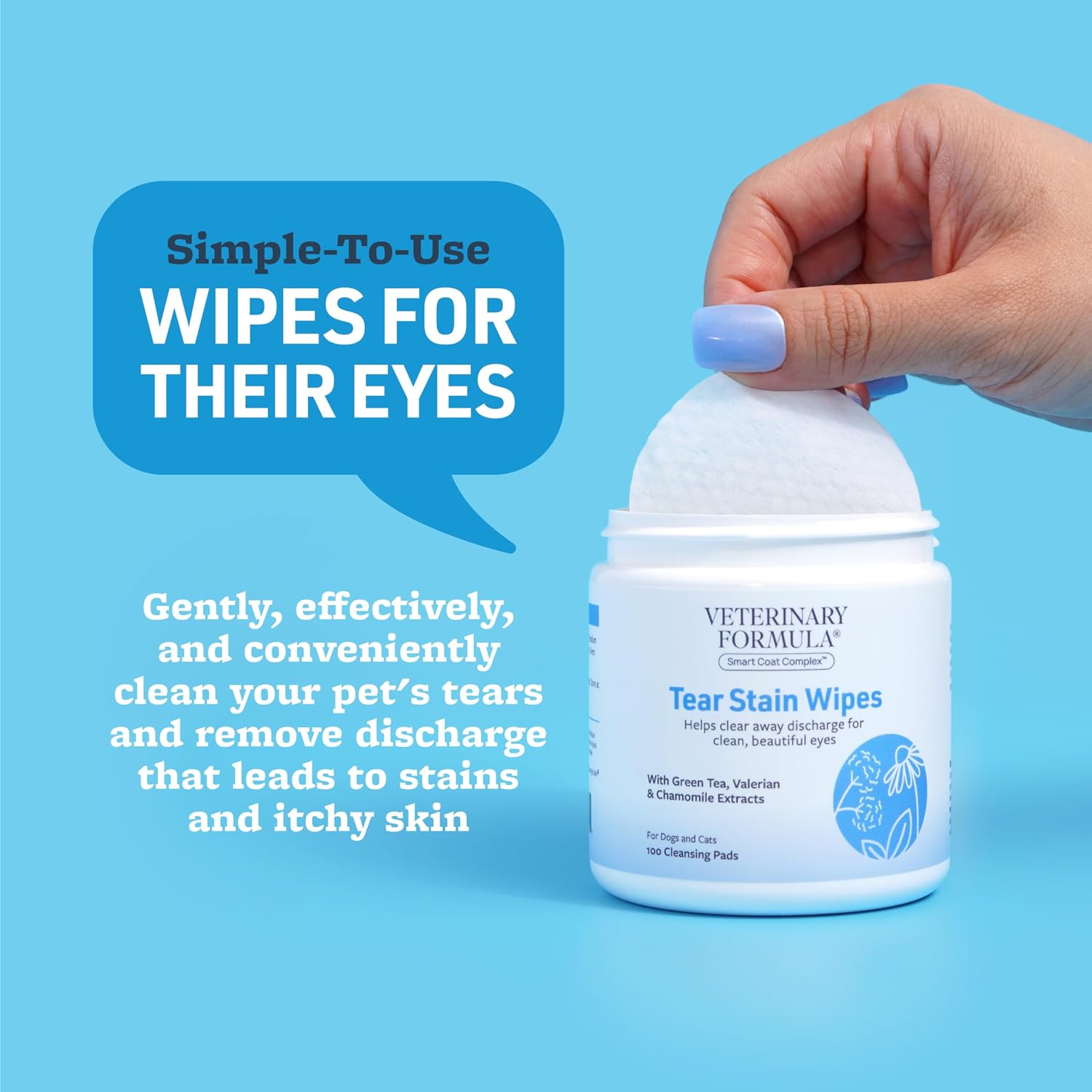 Veterinary Formula dog and cat tear stain remover wipes packaging