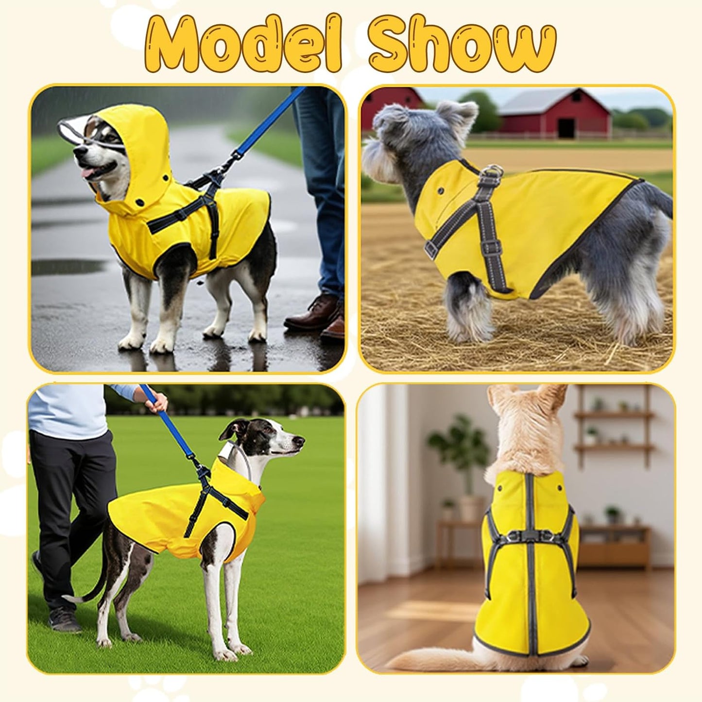 Bsemax puppy raincoat detailed view of the transparent hood keeping the eyes dry without blocking vision