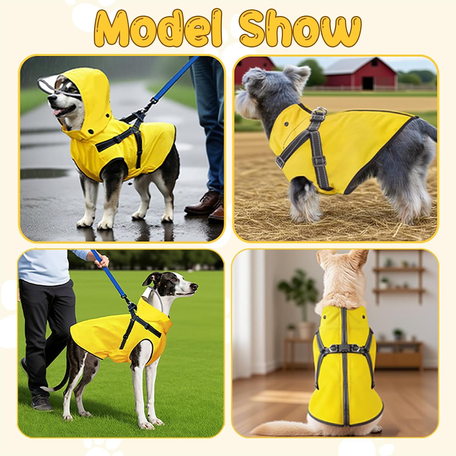 Bsemax puppy raincoat detailed view of the transparent hood keeping the eyes dry without blocking vision