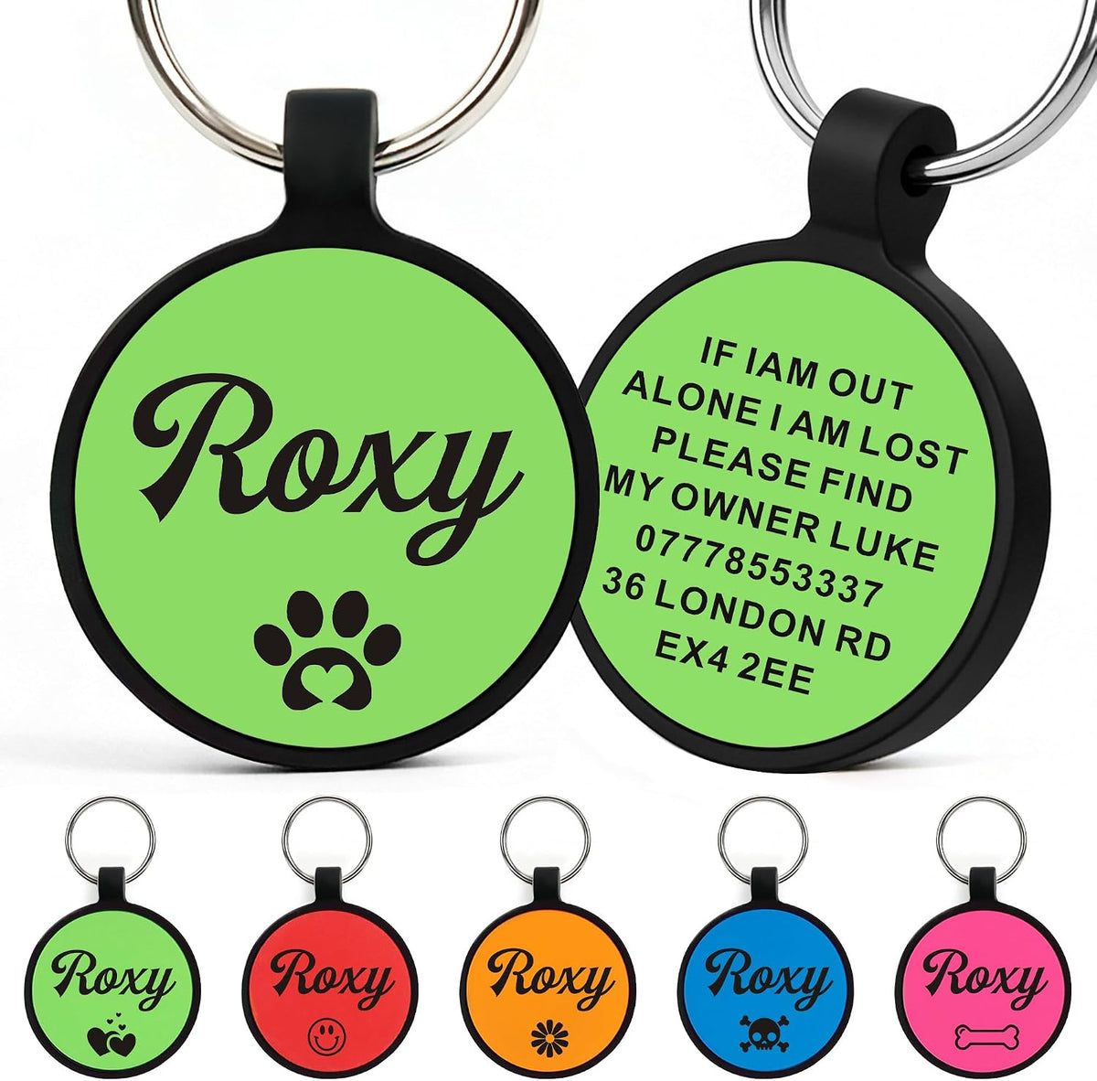 Dog Tags Personalized for Pets Silicone Dog Tag Dog Name Tags Personalized Dog Tags Custom Dog Tags Dog ID Tags Personalized Silent Dog Tag Engraved with Any Text (Pink Bone) - Image 10