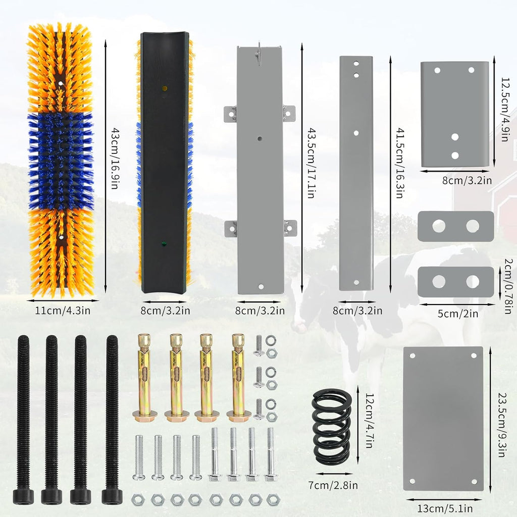 Sayutie cattle scratching brush installation accessories including included screws and nuts.