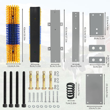 Sayutie cattle scratching brush installation accessories including included screws and nuts.