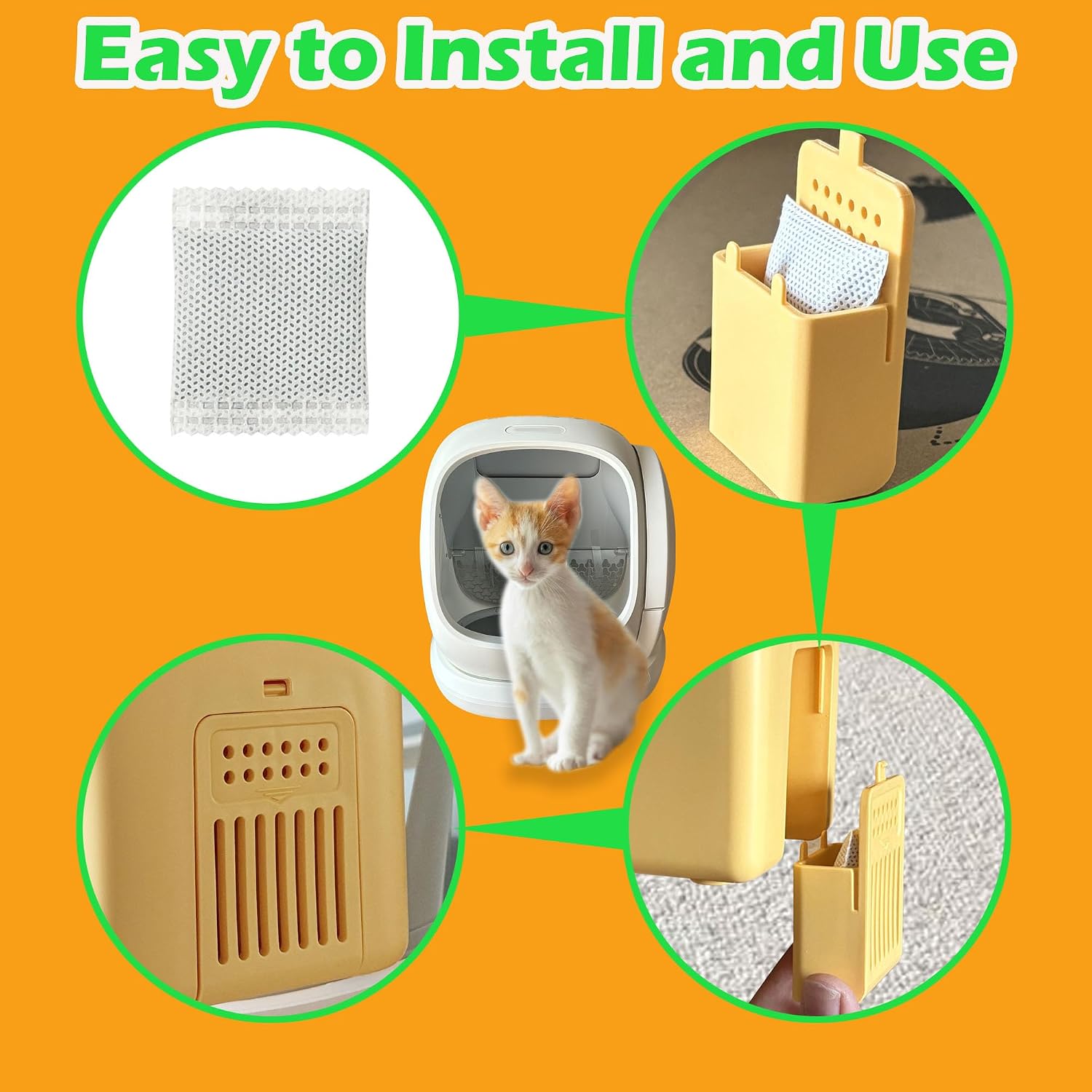TeurWone non toxic unscented deodorizer inserts for smart pet litter box