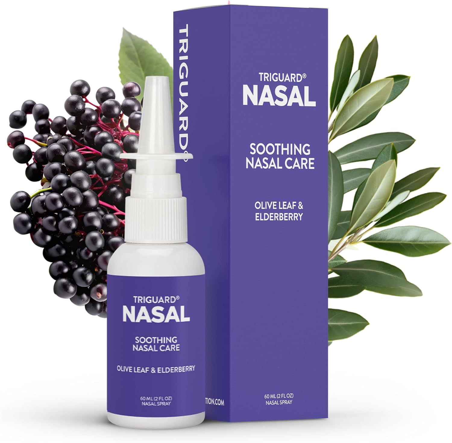 Oxygen Nutrition TriGuard Plus Nasal Spray front view showing sinus support benefits.