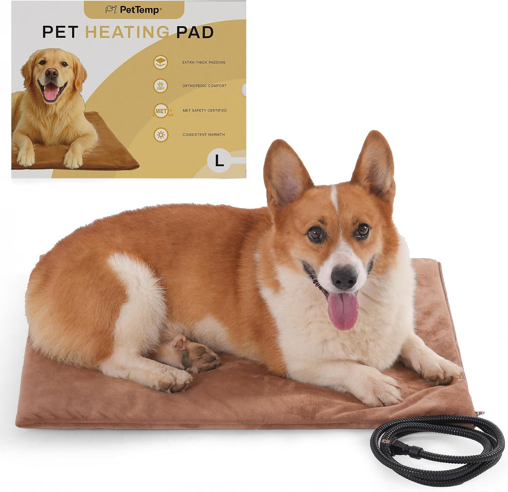 Pet Heating Pad for Cats Dogs Indoor & Sheltered Outdoor Waterproof Heated Cat Bed Heated Dog Bed Chew Resistant Cord Constant Temperature Brown Round 16 Inch - Image 10