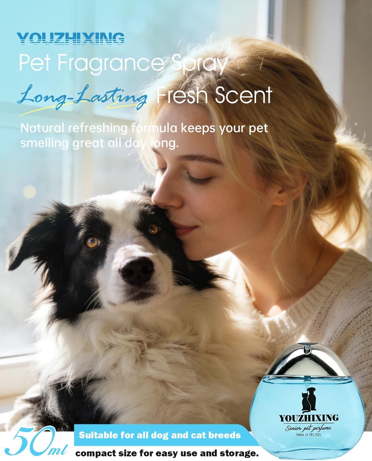Youzhixing pet cologne 1.7 ounce glass bottle with premium gift box