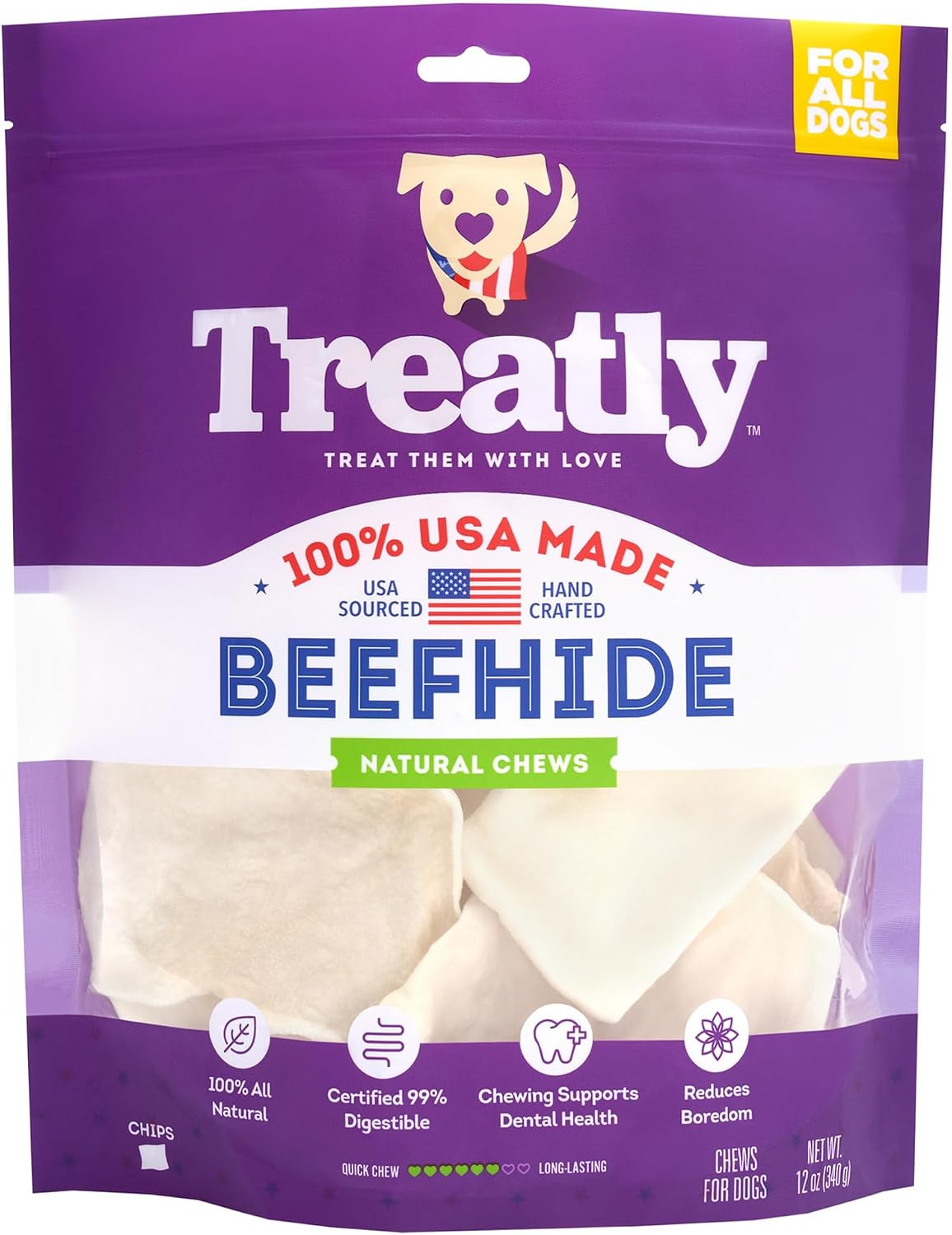 USA Beefhide Chips Dog Chew Treats - Natural Flavor, 12oz/2 Pack - Image 11