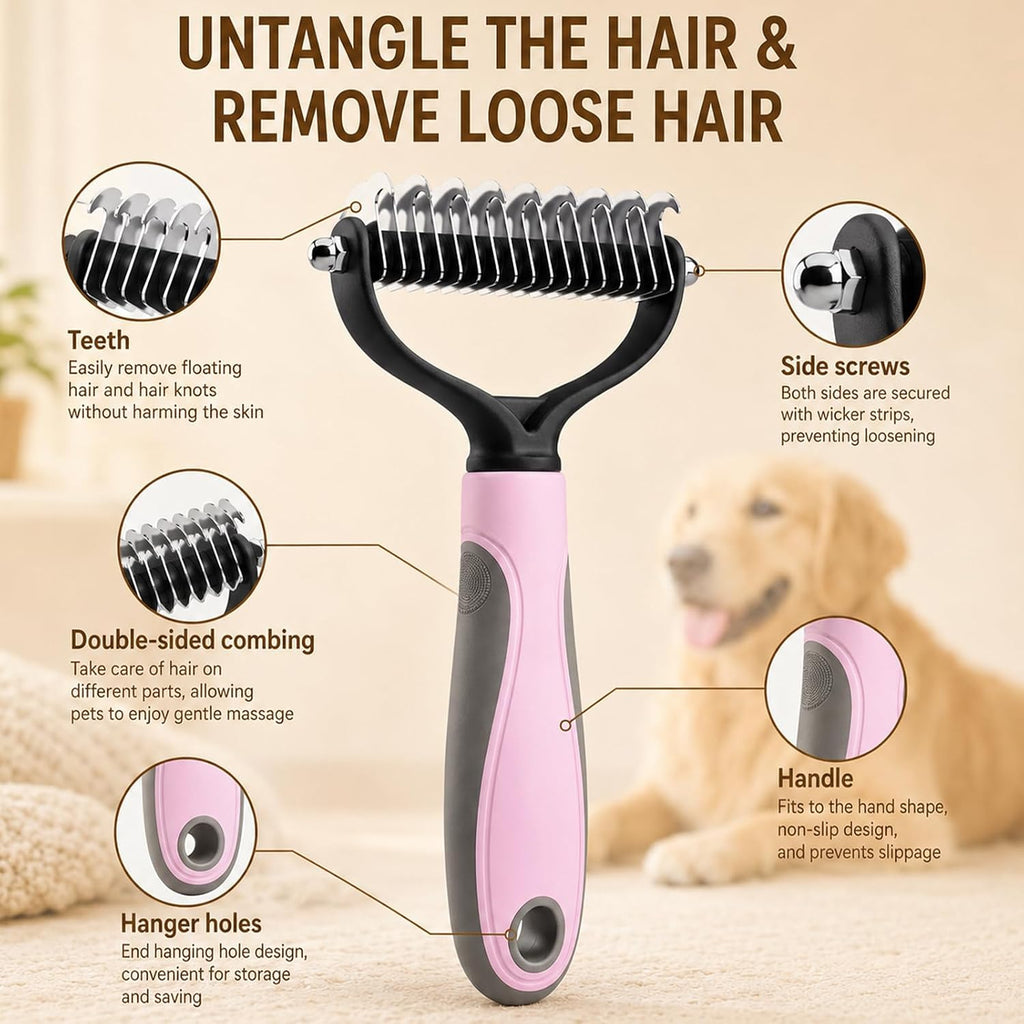 Side profile of dual-sided pet undercoat rake