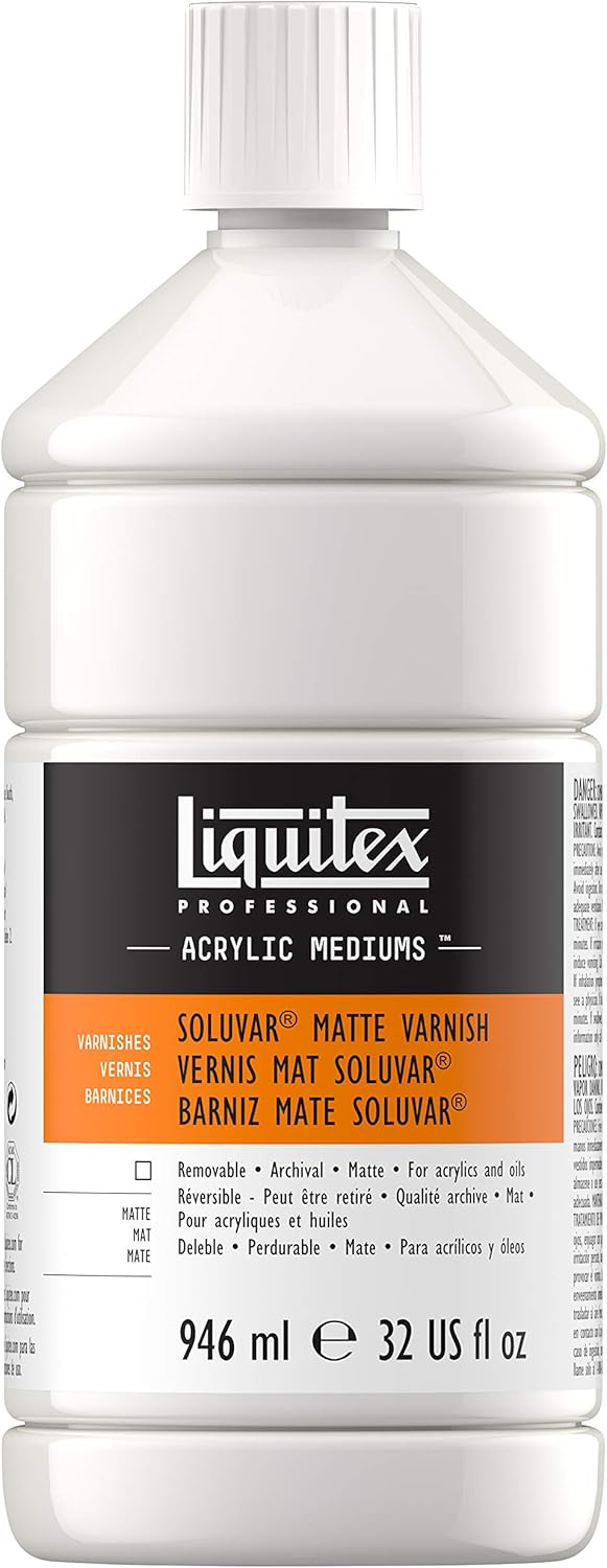 Back label details of Liquitex 100 percent acrylic polymer high gloss varnish