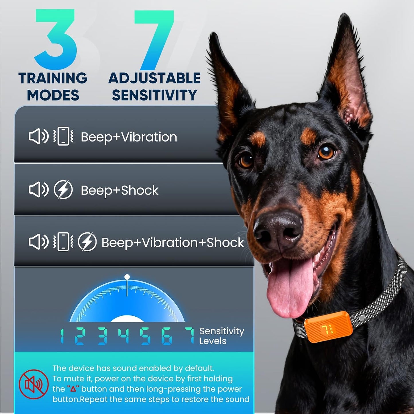 Side profile of KJKZO waterproof dog bark collar