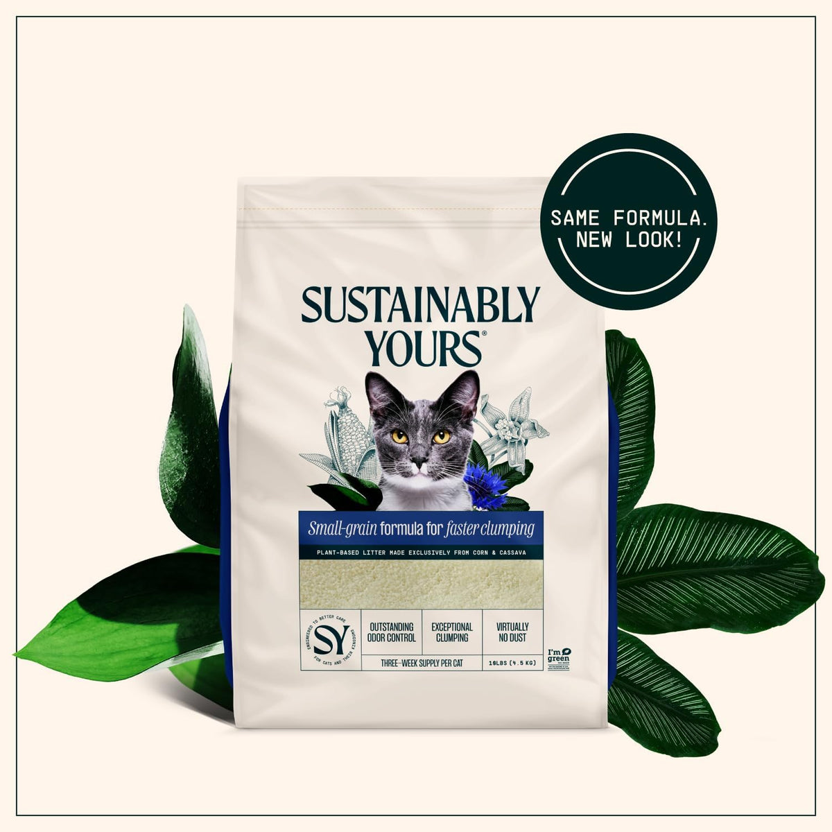 Sustainably Yours cat litter bag isolated on white background