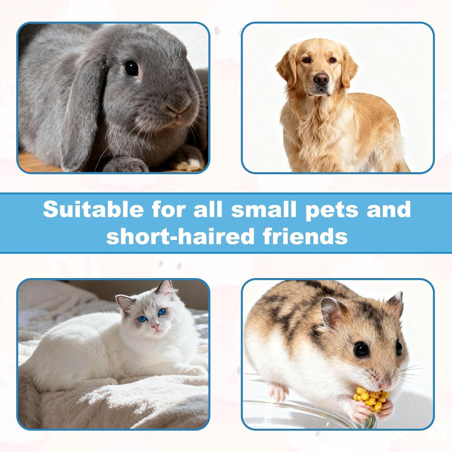 Fukaisu rabbit slicker brush placed flat to display the lightweight and compact design for small pets.