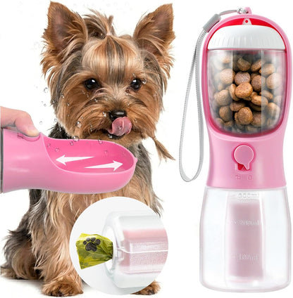 MoonyMars portable dog water bottle front view pink travel pet dispenser