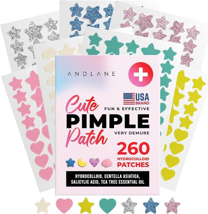 Andlane cute pimple patches front view showing star and heart shapes for acne care